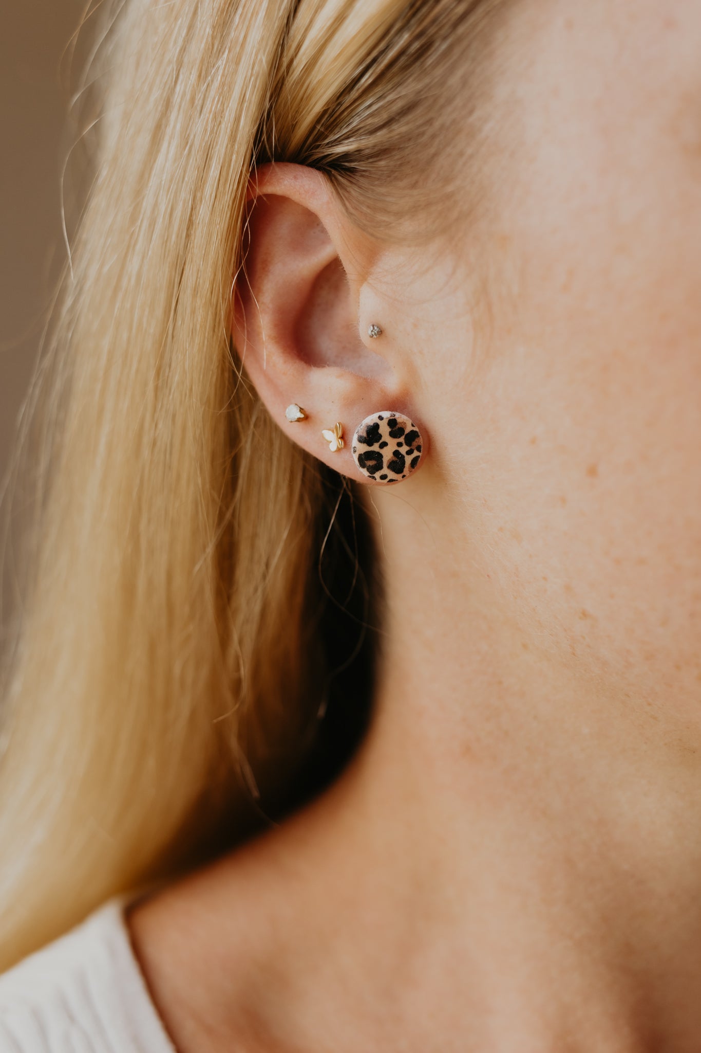 Round Leopard Studs