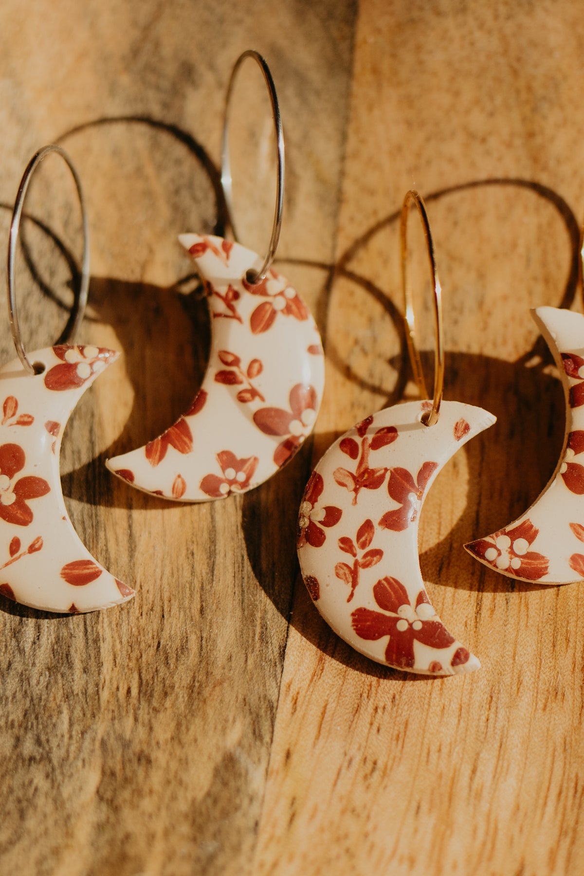 Fall Floral Moon Hoops