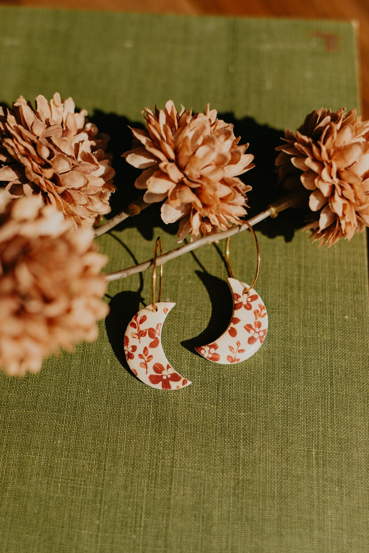 Fall Floral Moon Hoops
