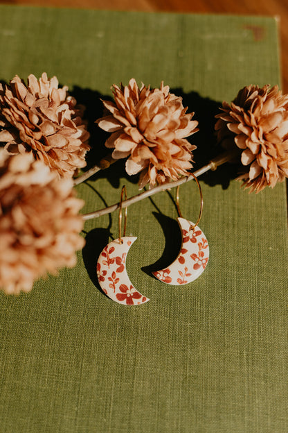 Fall Floral Moon Hoops