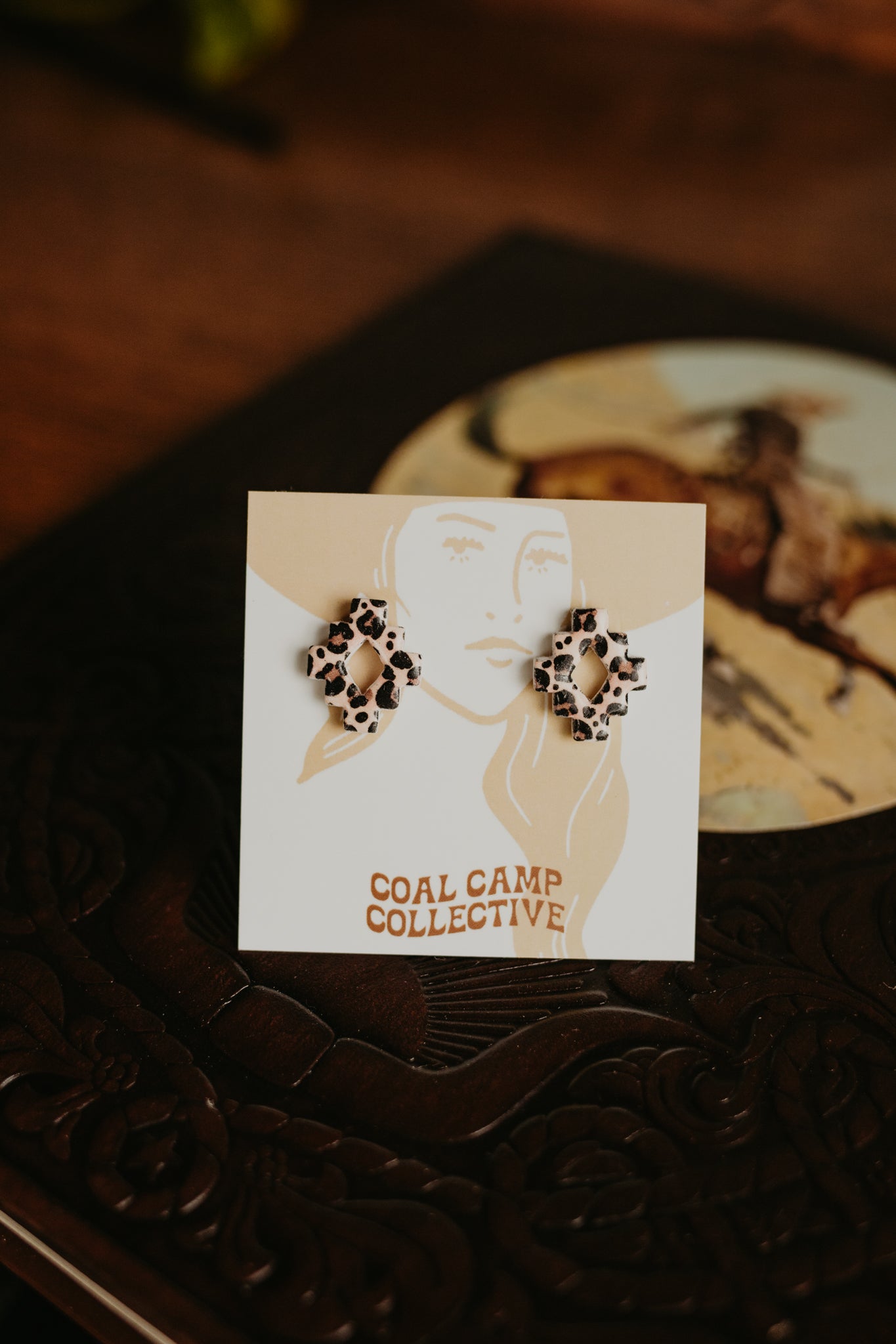 Leopard Aztec Studs