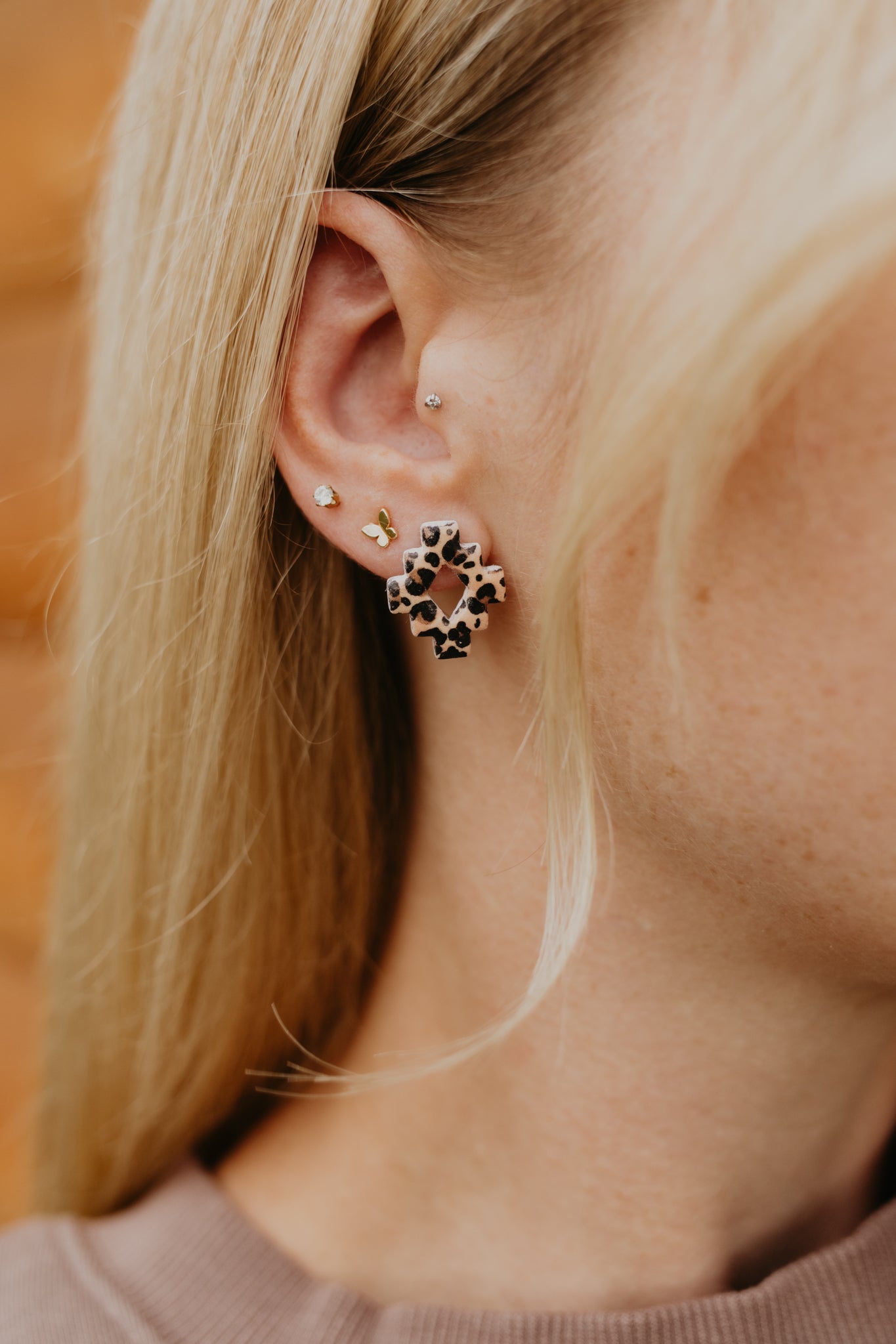 Leopard Aztec Studs