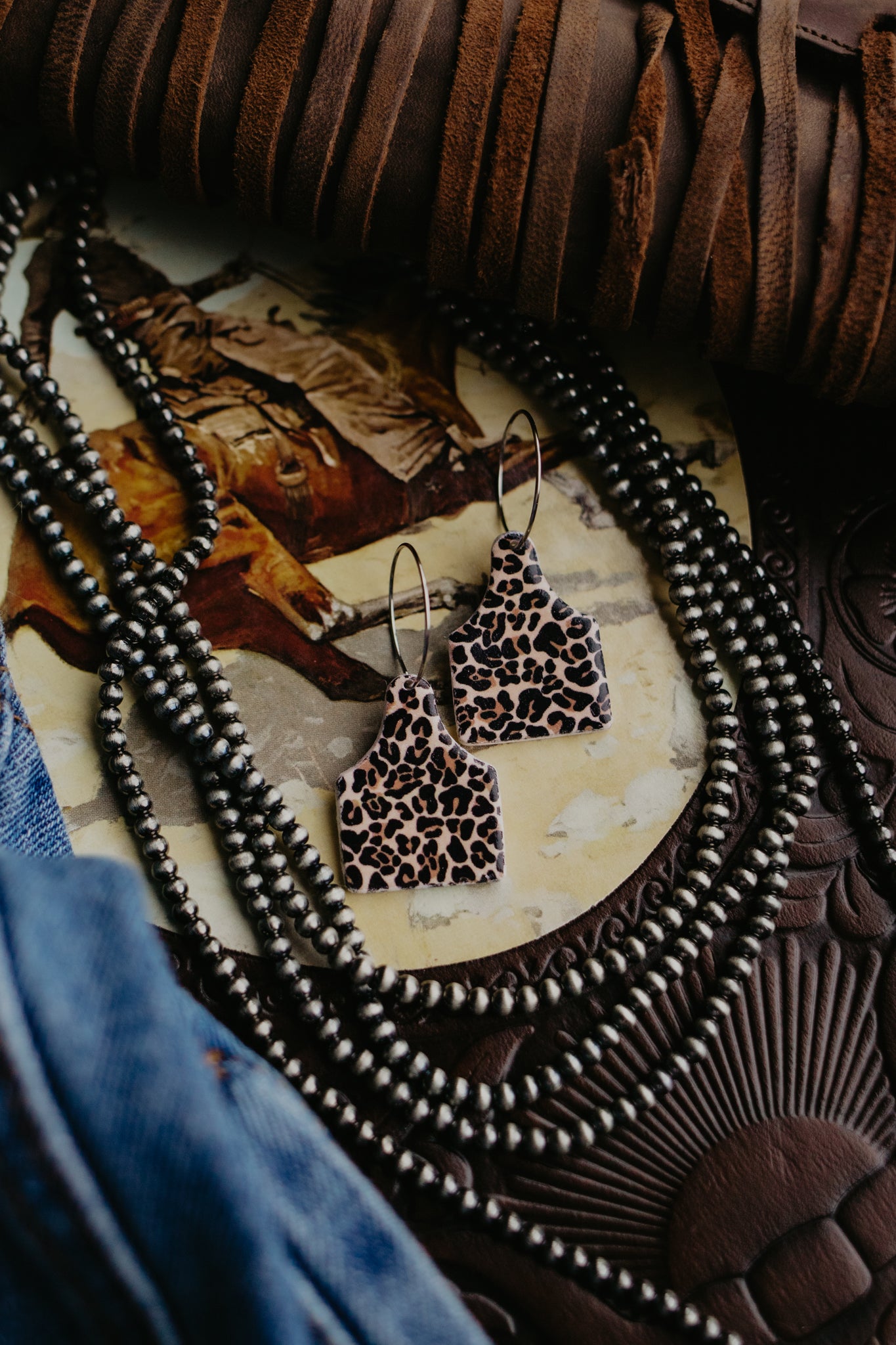 Leopard Ear Tag Hoops