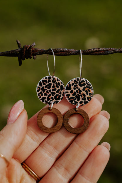 Wood/Leopard Hoops