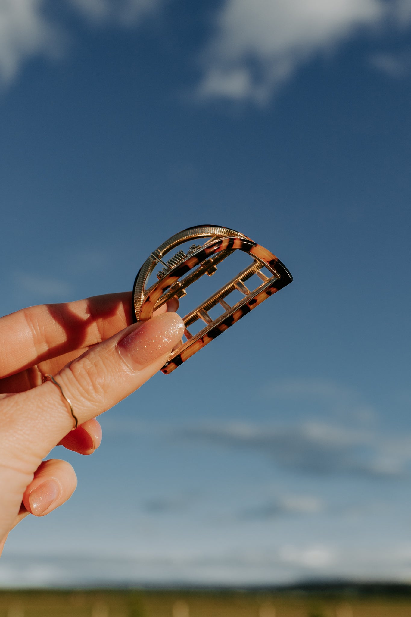 Tortoise Halfmoon Claw Clip