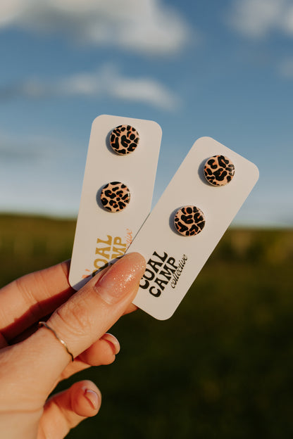 Round Leopard Studs