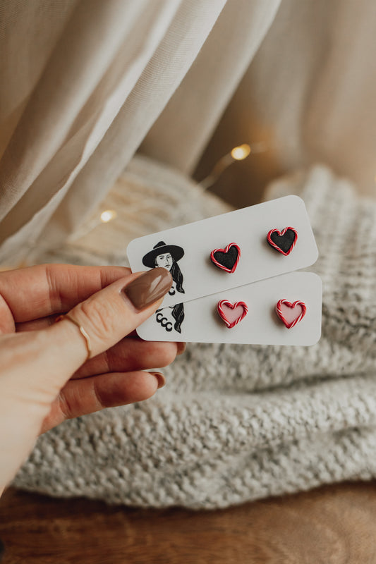 Candy Cane Heart Studs