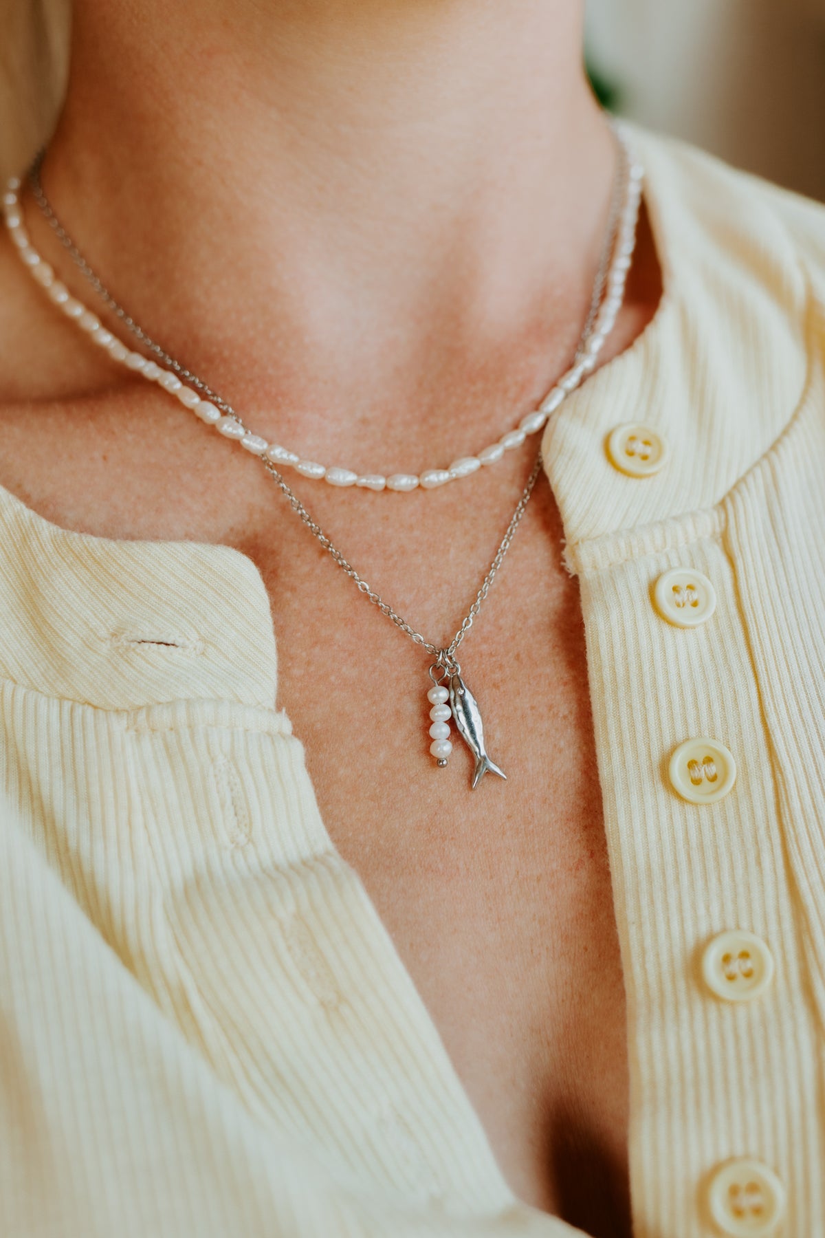 18" Bait & Pearl Necklace