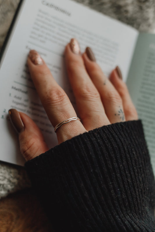 Hammered and Sparkle Twist Stacker Rings